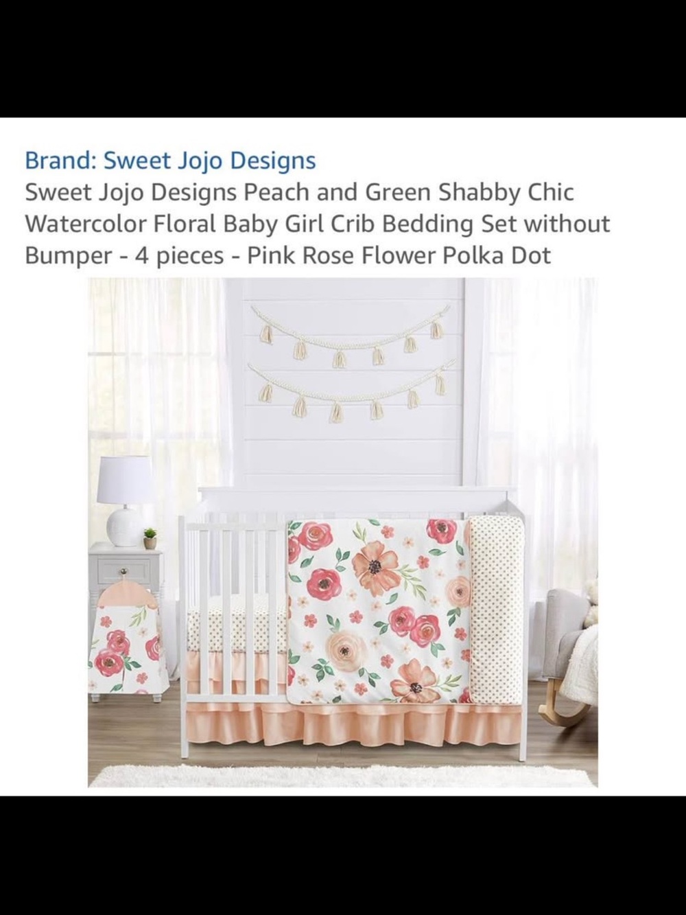 Sweet Jojo Designs Peach & Green Floral Baby Crib Comforter